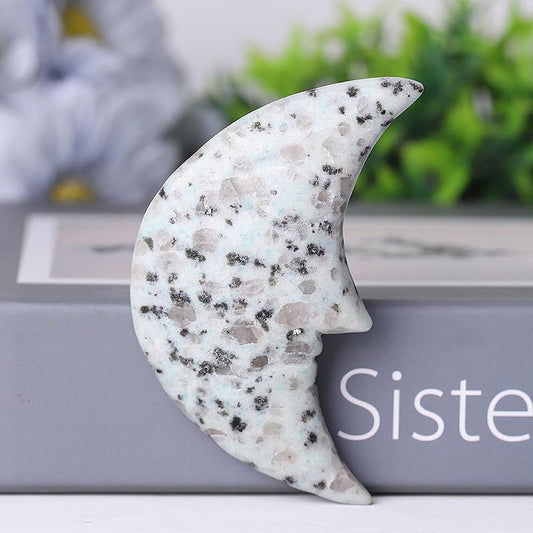 3" Kiwi Jasper Moon Crystal Carvings Wholesale Crystals