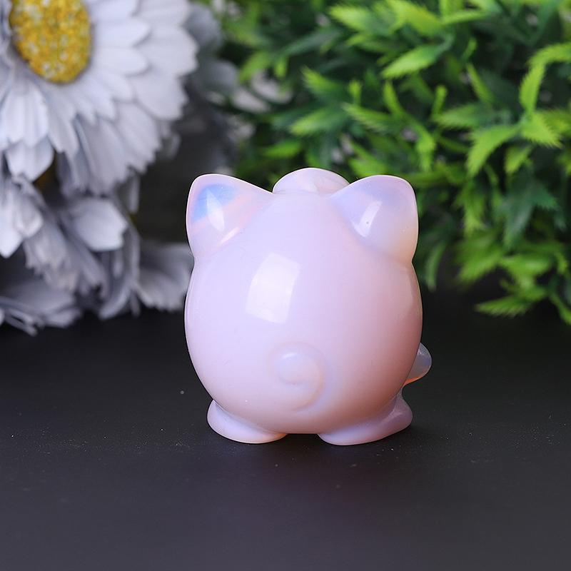 2" Pink Opalite Jigglypuff Carving Figurine Healing Decoration Wholesale Crystals