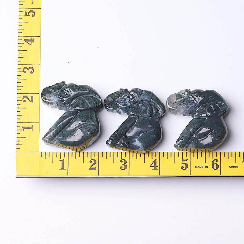 2" Moss Agate Elephant Crystal Carvings Wholesale Crystals
