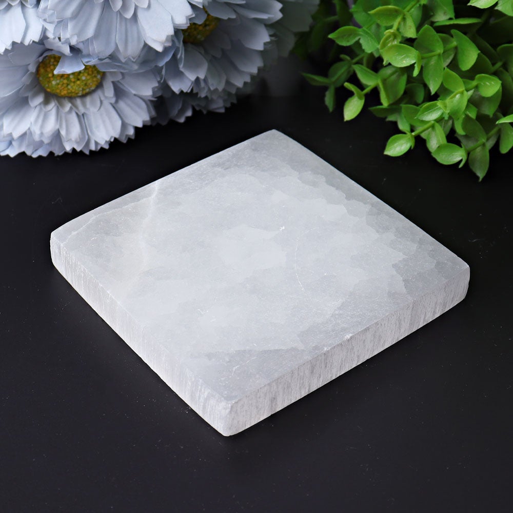 3.8" Square Selenite Coaster with Printing Wholesale Crystals