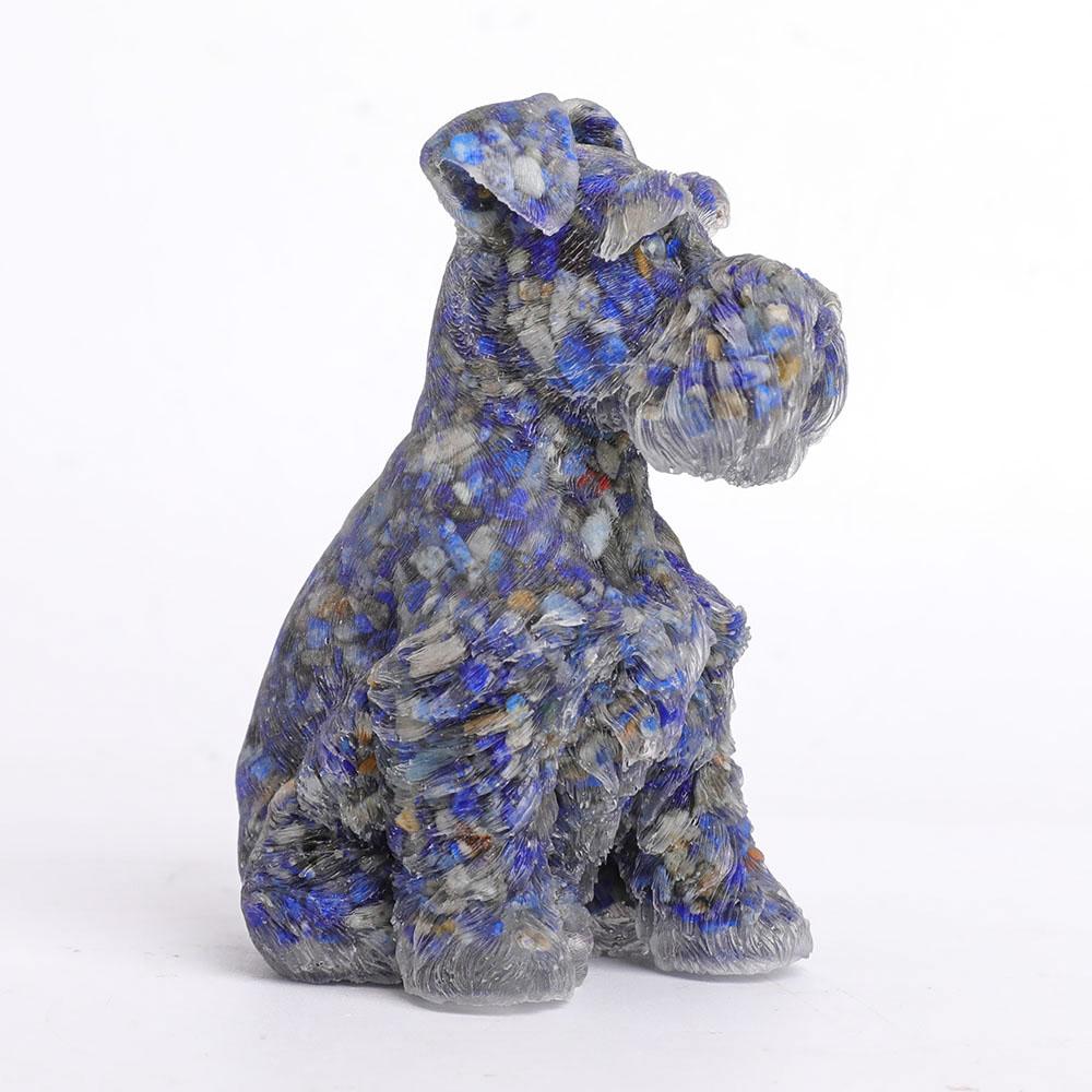 Lapis Gravel Resin Dog Figurines Schnauzer Wholesale Crystals