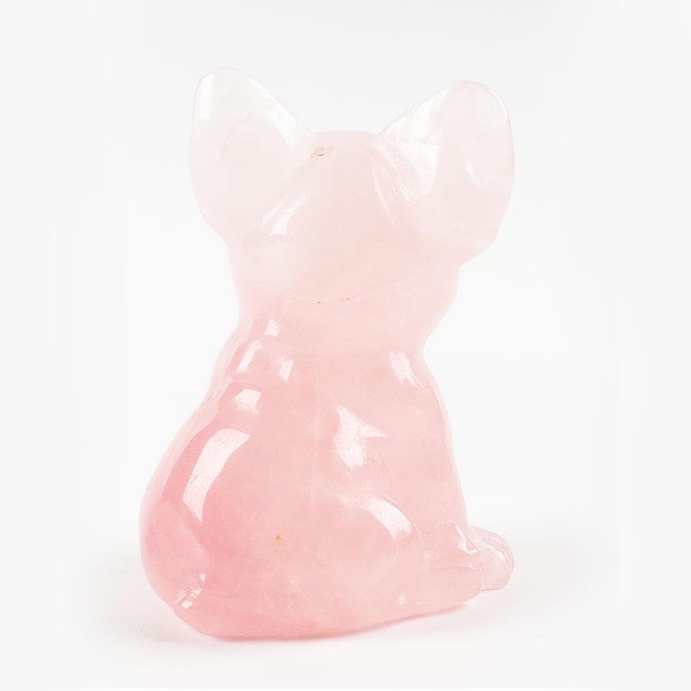 2" Rose Quartz Crystal Carving Dog Free Form Wholesale Crystals